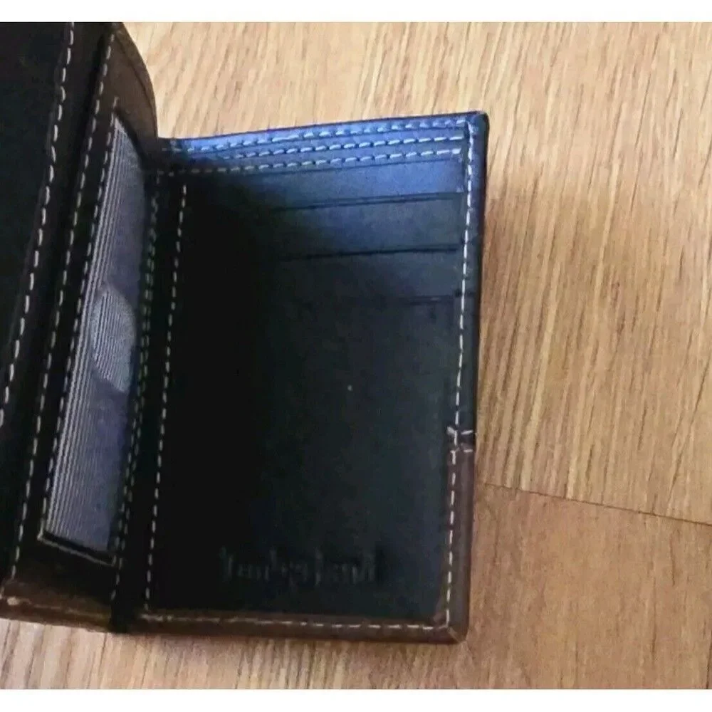 Timberland Men's Premium Two Tone Genuine Leather Commuter Tri-fold Wallet